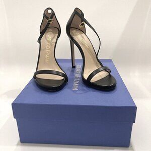 Stuart Weitzman the Nudist - strappy 4in black matte leather heels